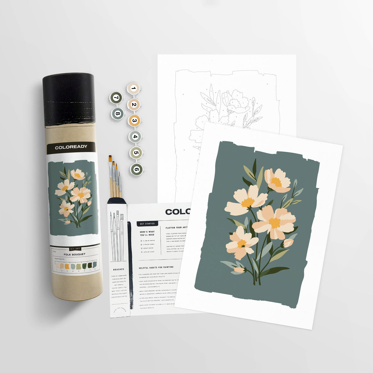 Folk Bouquet | Modern Paint By Numbers Kit