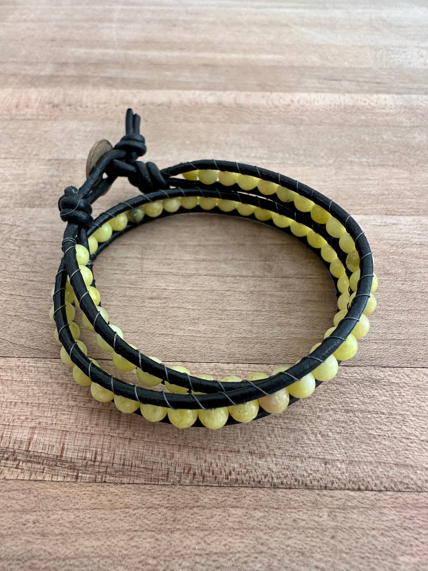 Leather Beaded Wrap Bracelet