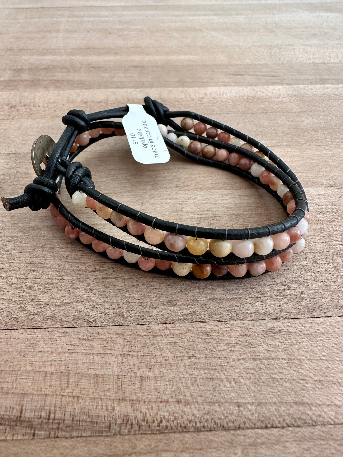 Leather Beaded Wrap Bracelet