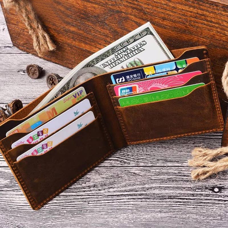 Leather Wallet,  Bifold Wallet, Handmade Wallet for Men