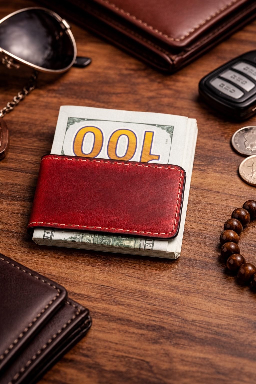 Genuine Full-Grain Leather Money Clip wallet