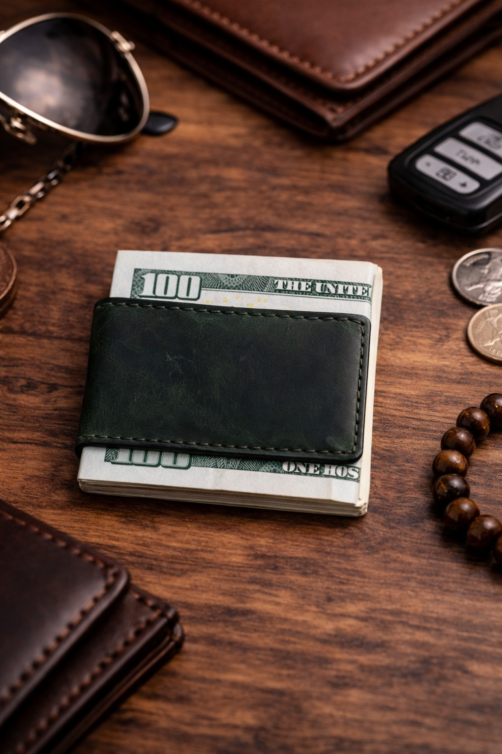 Genuine Full-Grain Leather Money Clip wallet