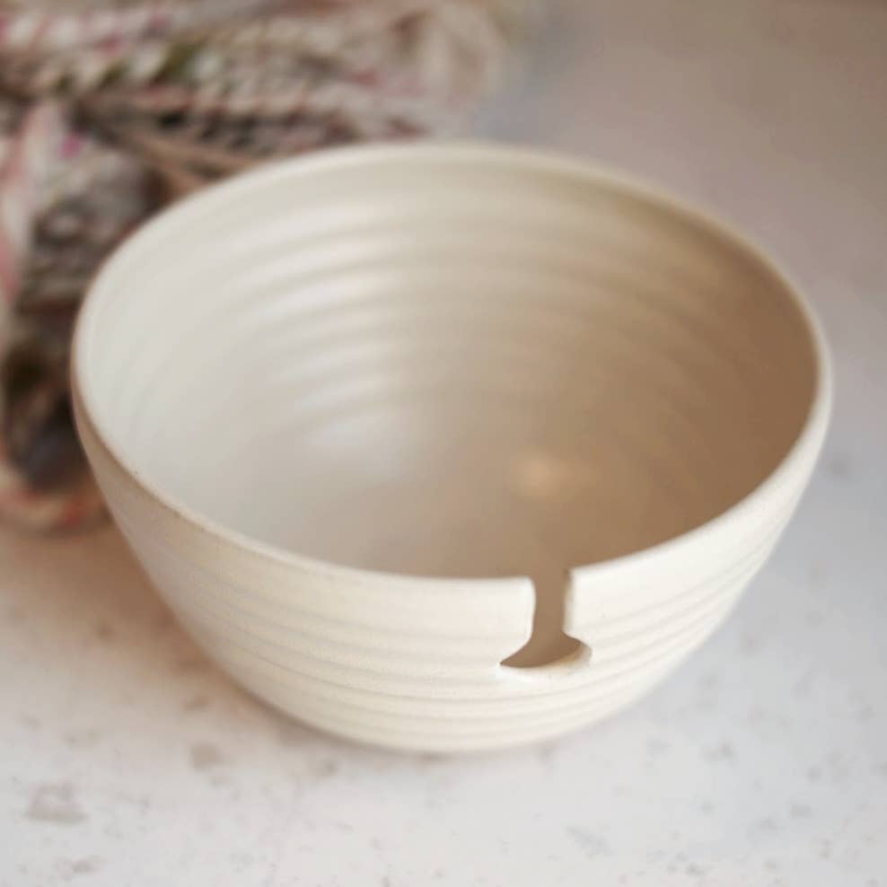 Modern Yarn Bowl for Knitting & Crochet in Cream Glaze