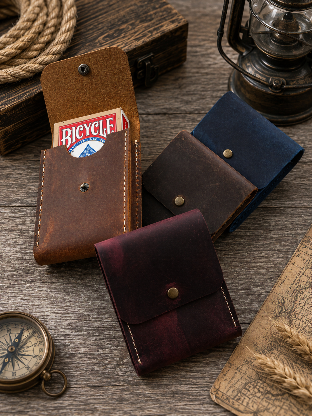 Leather Playing Card Case Holder, Poker Card Case Cover