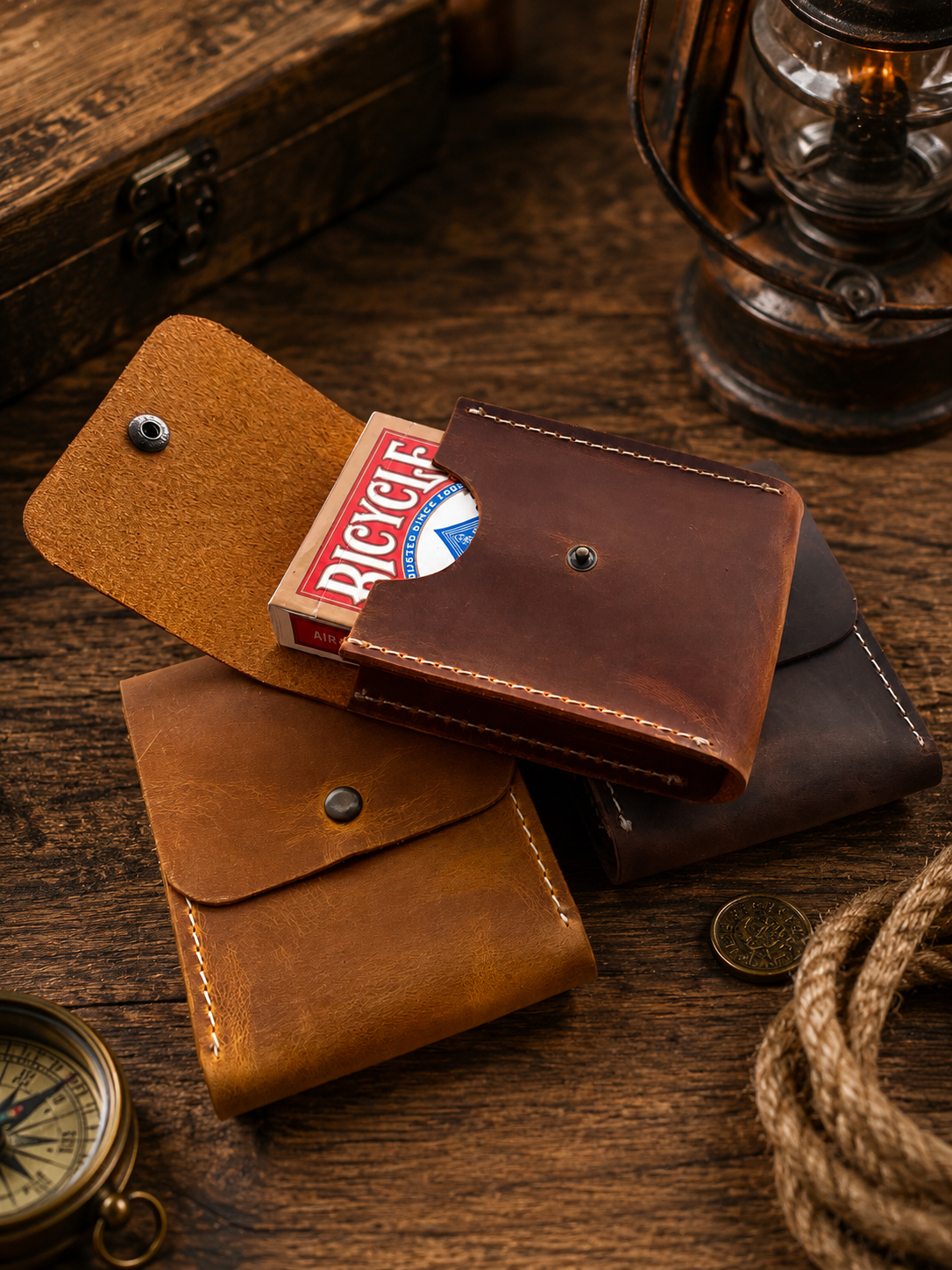 Leather Playing Card Case Holder, Poker Card Case Cover