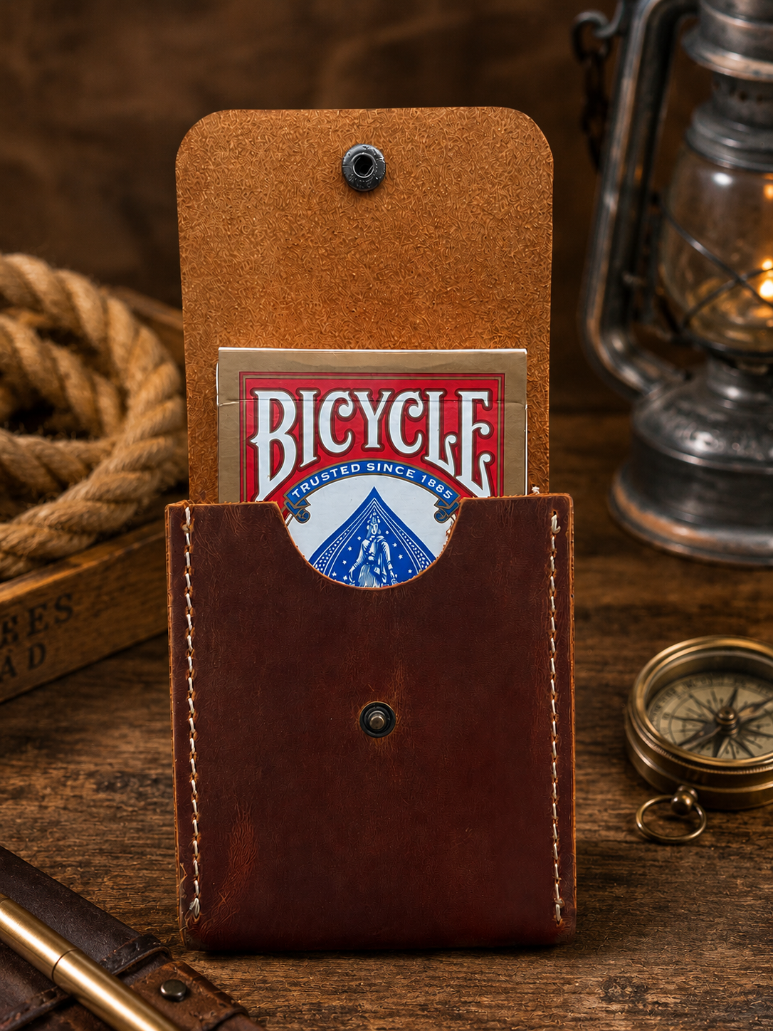 Leather Playing Card Case Holder, Poker Card Case Cover