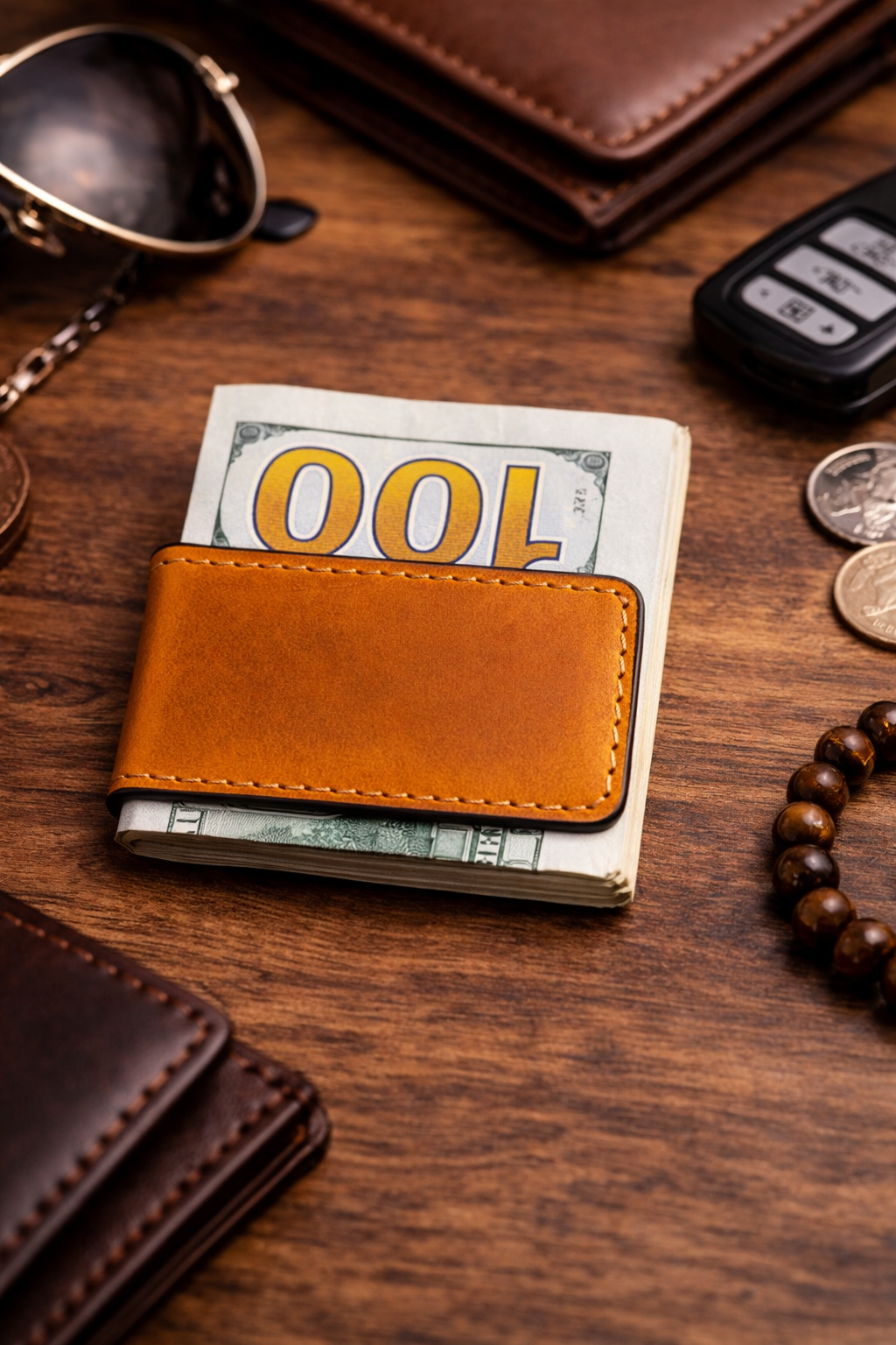 Genuine Full-Grain Leather Money Clip wallet