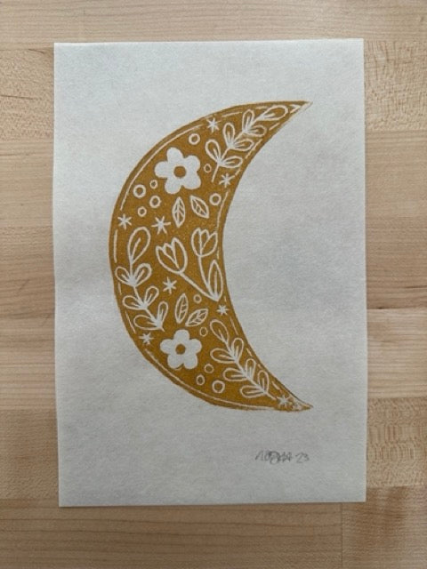 Floral Moon Blockprint