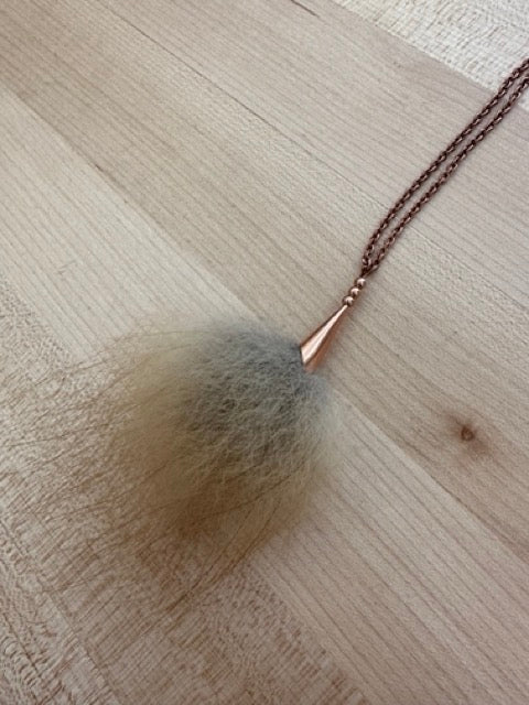 Fox 18" copper pom pendant