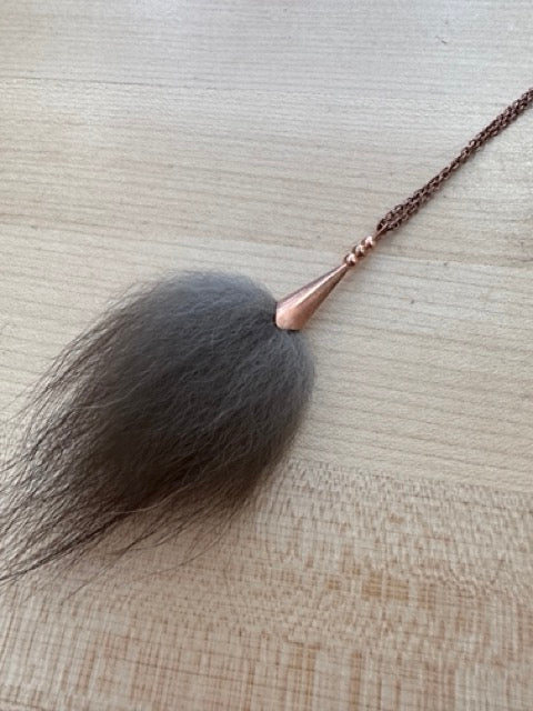 Fox 18" copper pom pendant