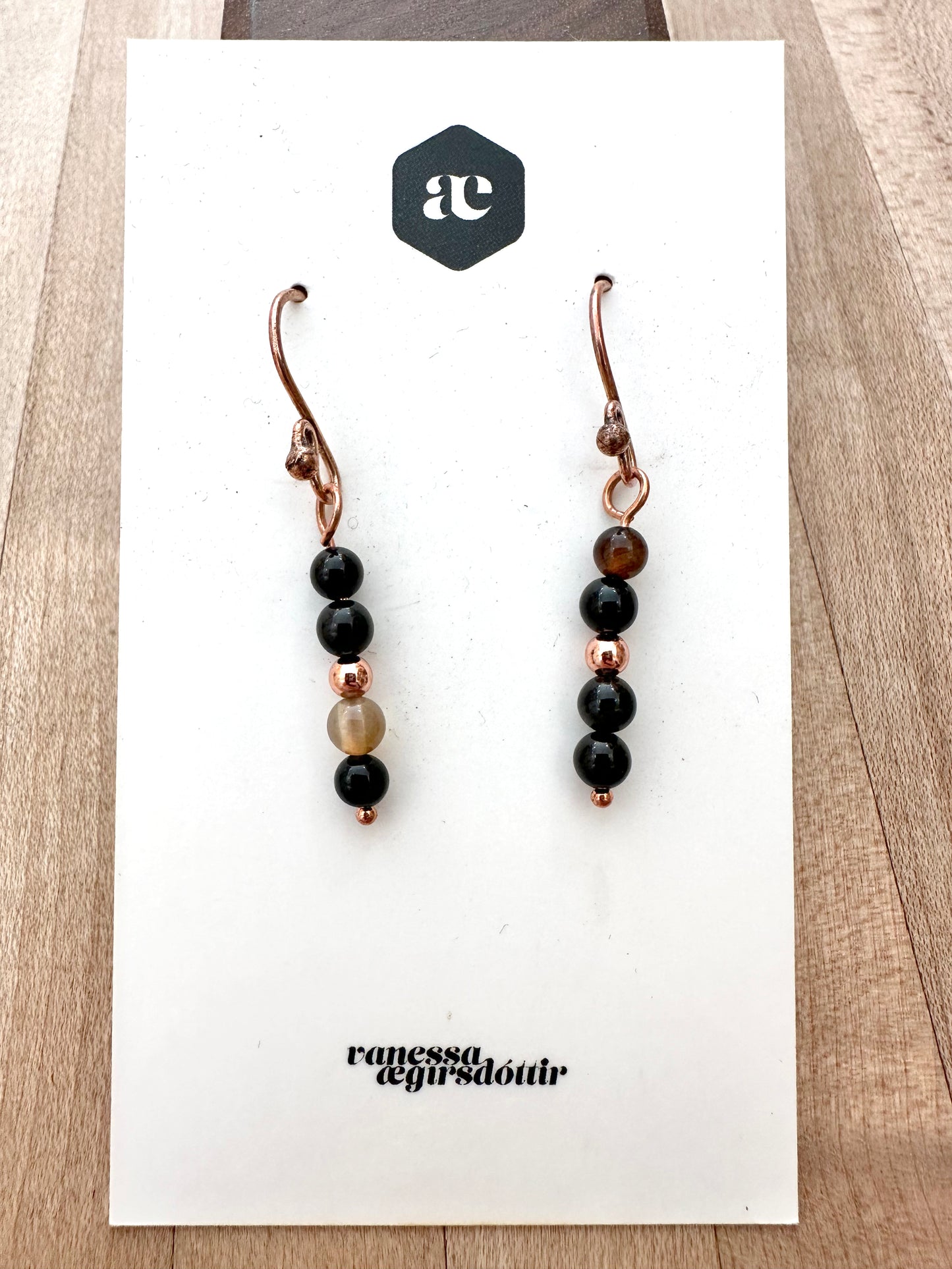 Beaded Gemstone copper earrings