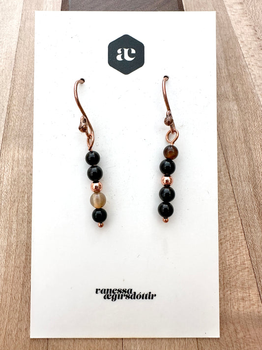 Beaded Gemstone copper earrings