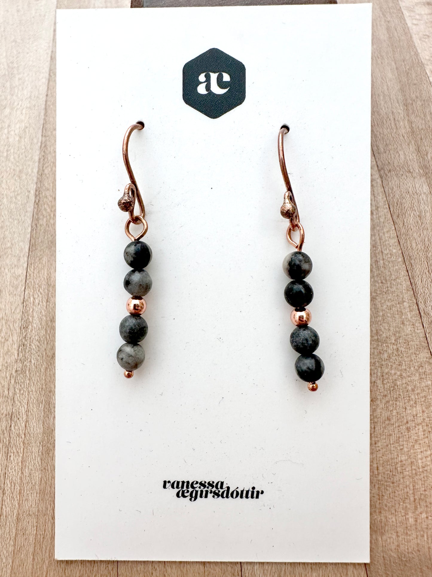 Beaded Gemstone copper earrings