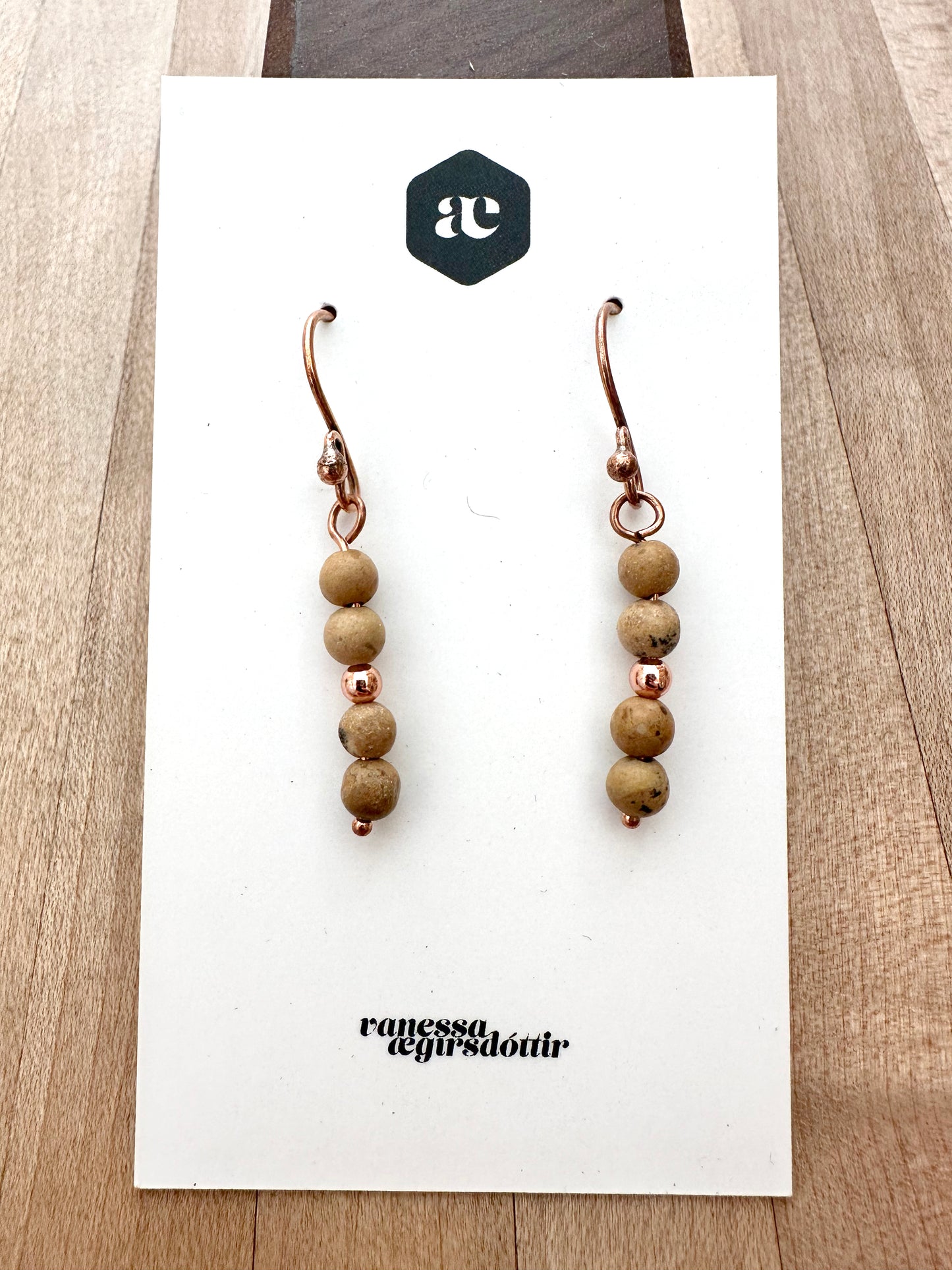 Beaded Gemstone copper earrings