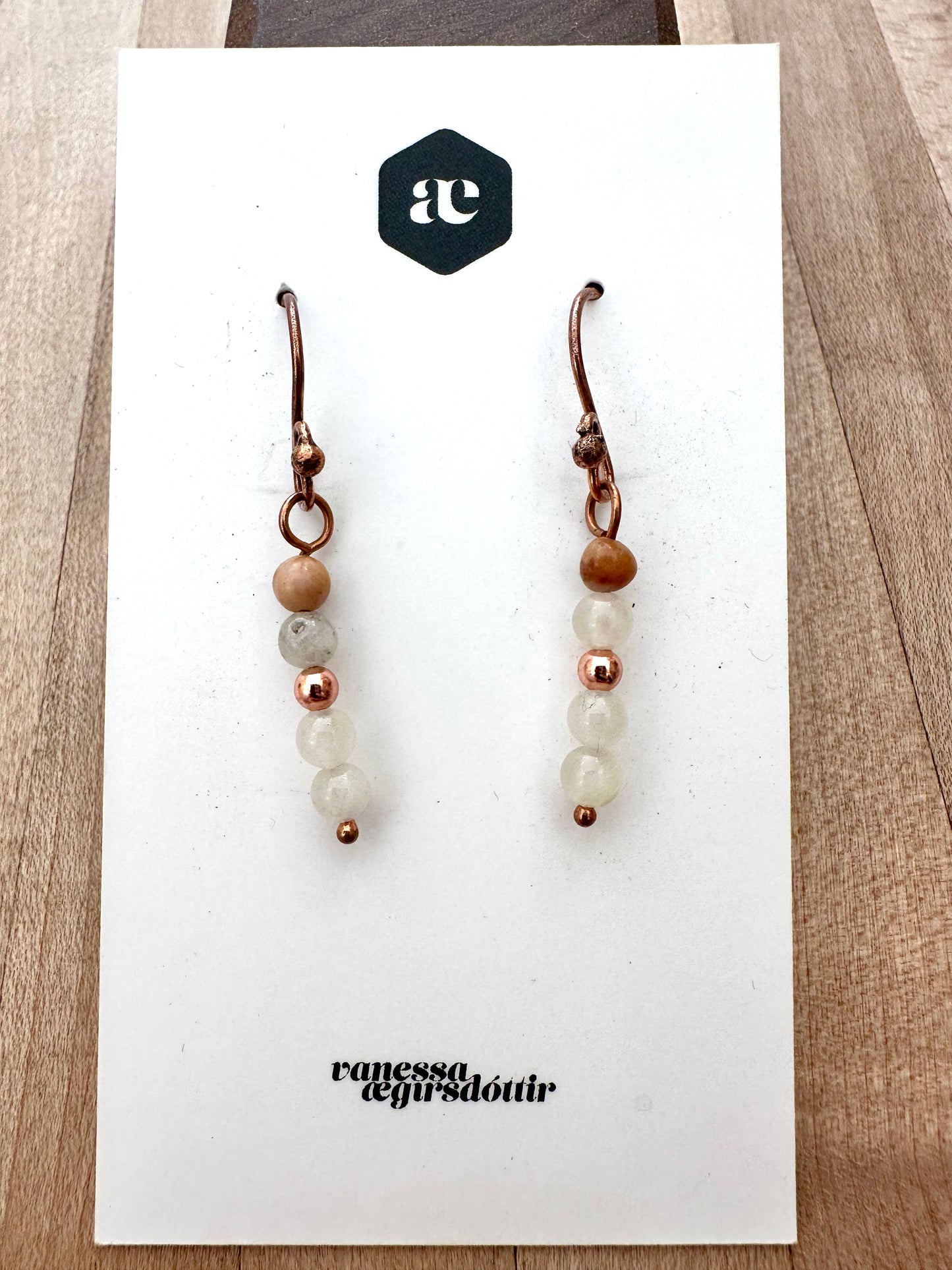 Beaded Gemstone copper earrings