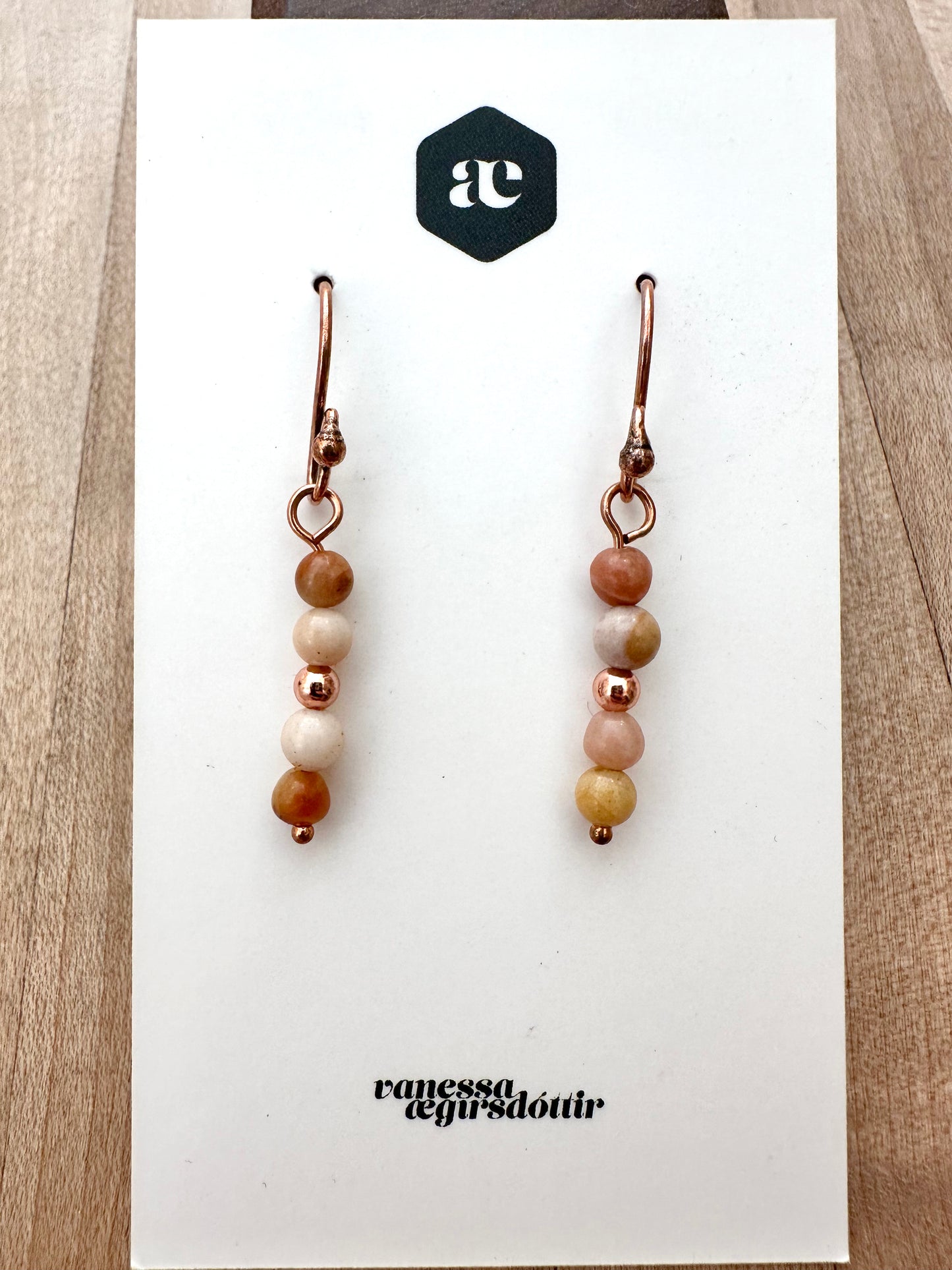 Beaded Gemstone copper earrings