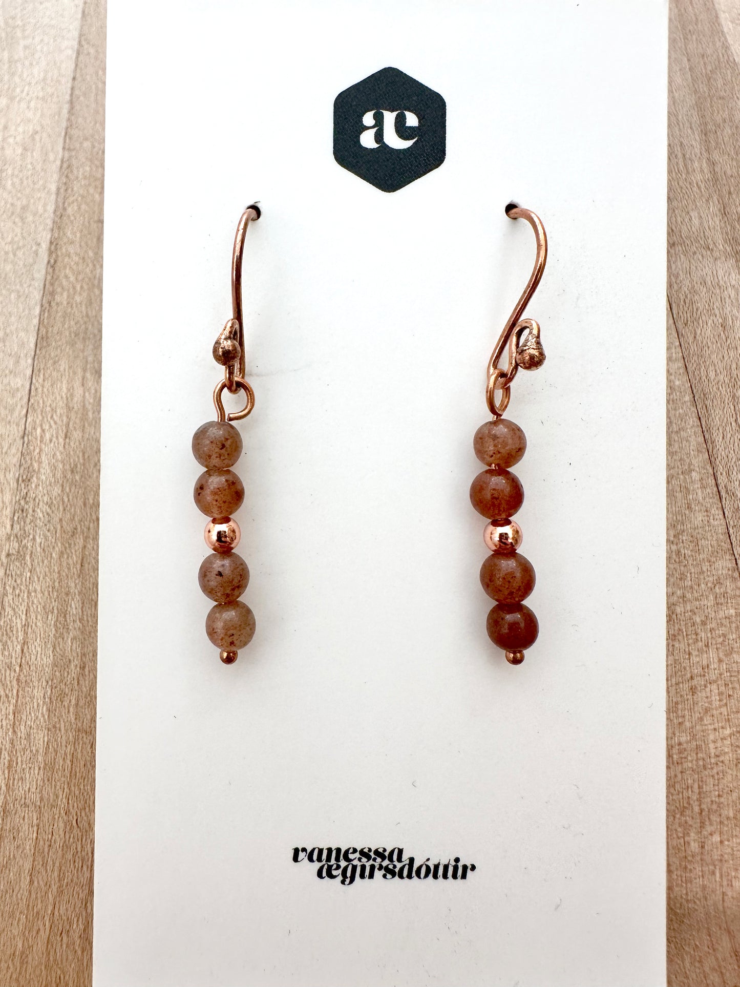 Beaded Gemstone copper earrings