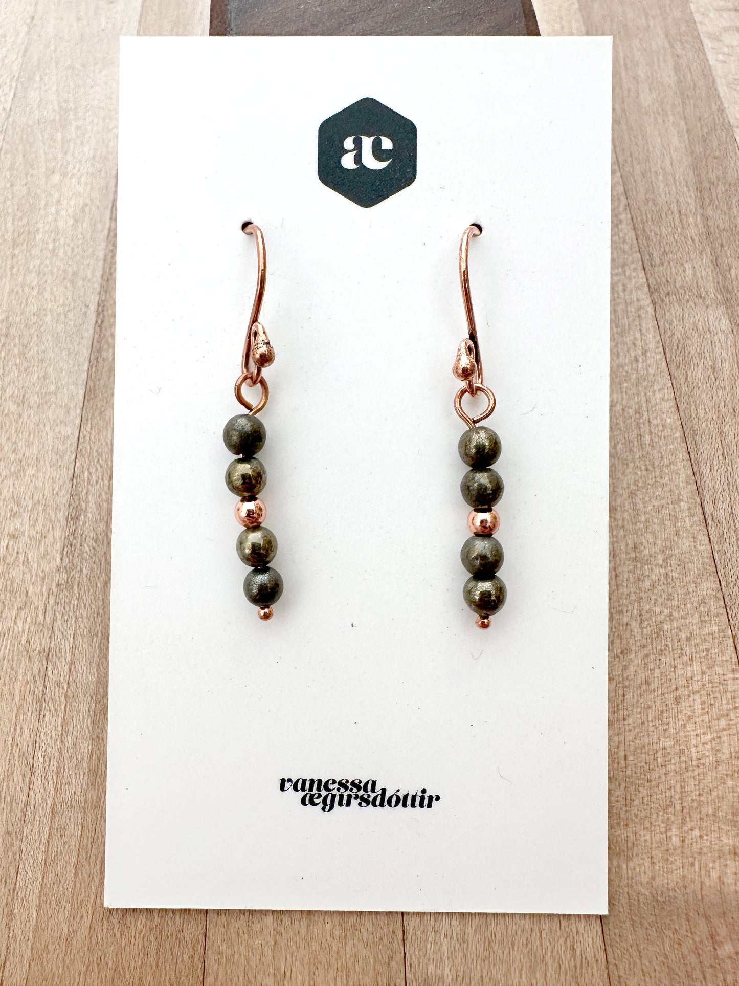 Beaded Gemstone copper earrings