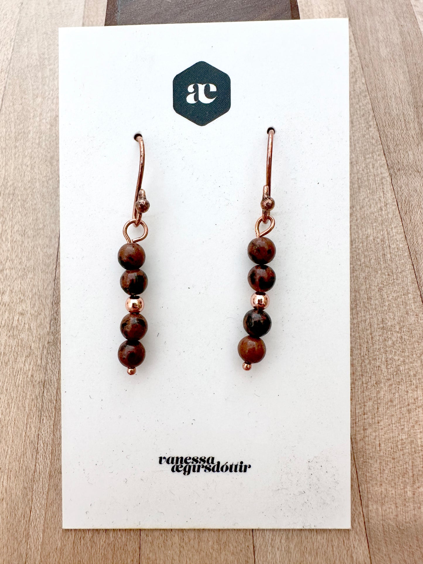 Beaded Gemstone copper earrings