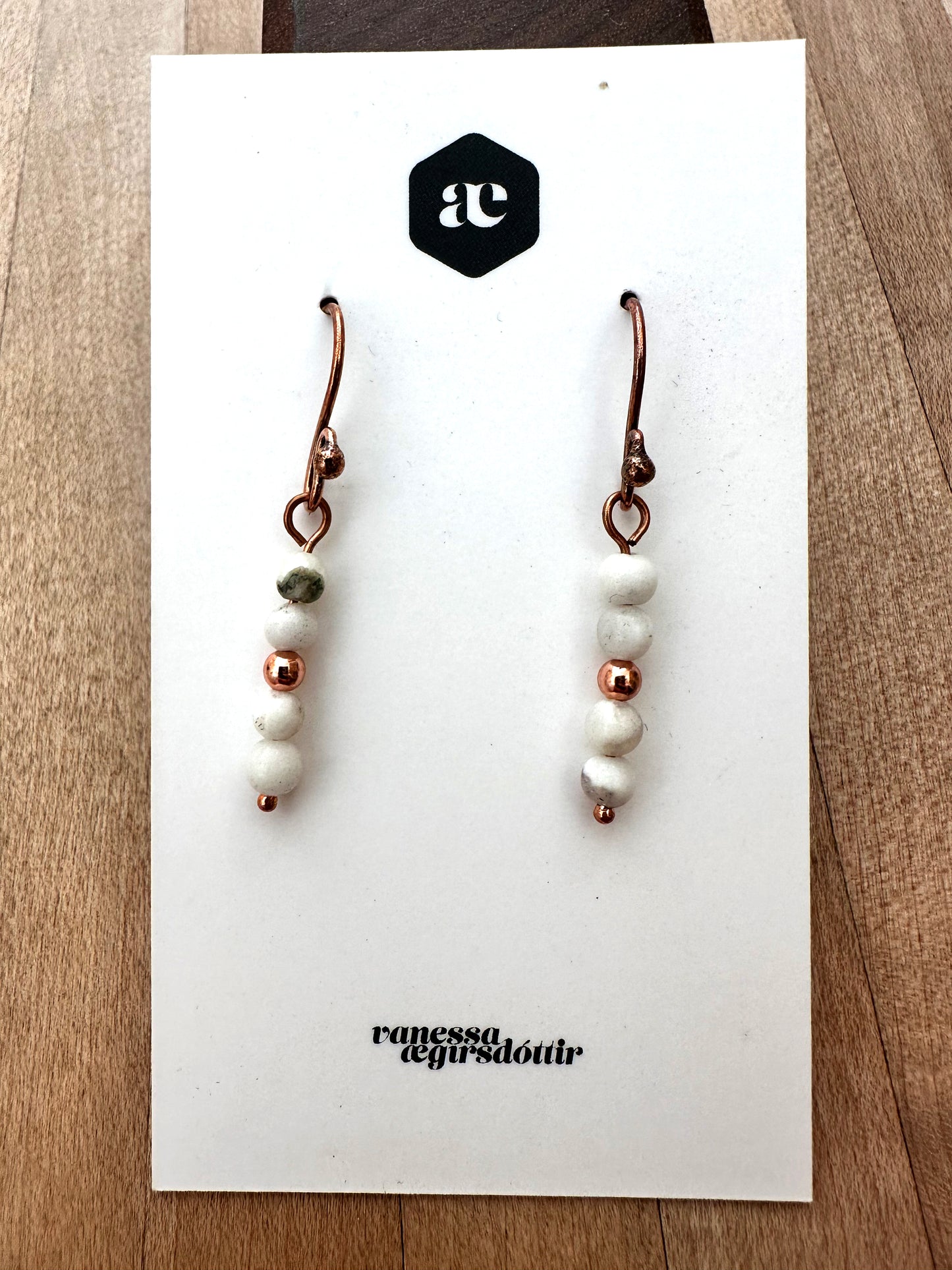 Beaded Gemstone copper earrings