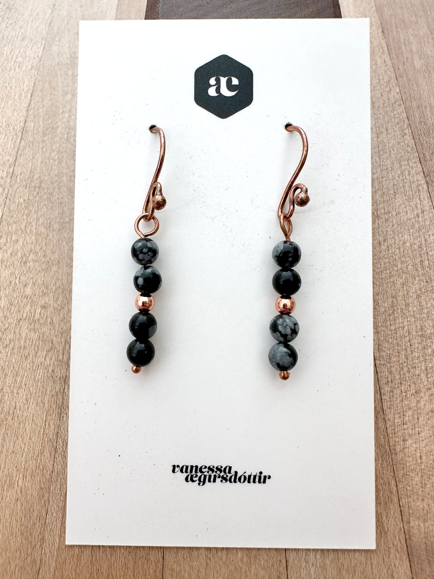 Beaded Gemstone copper earrings