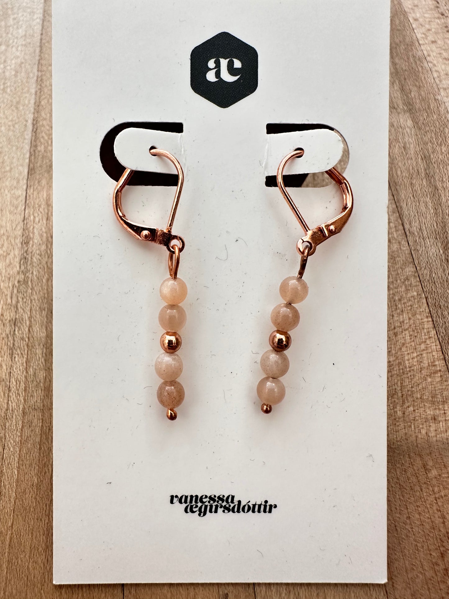 Beaded gemstone copper leverback earrings