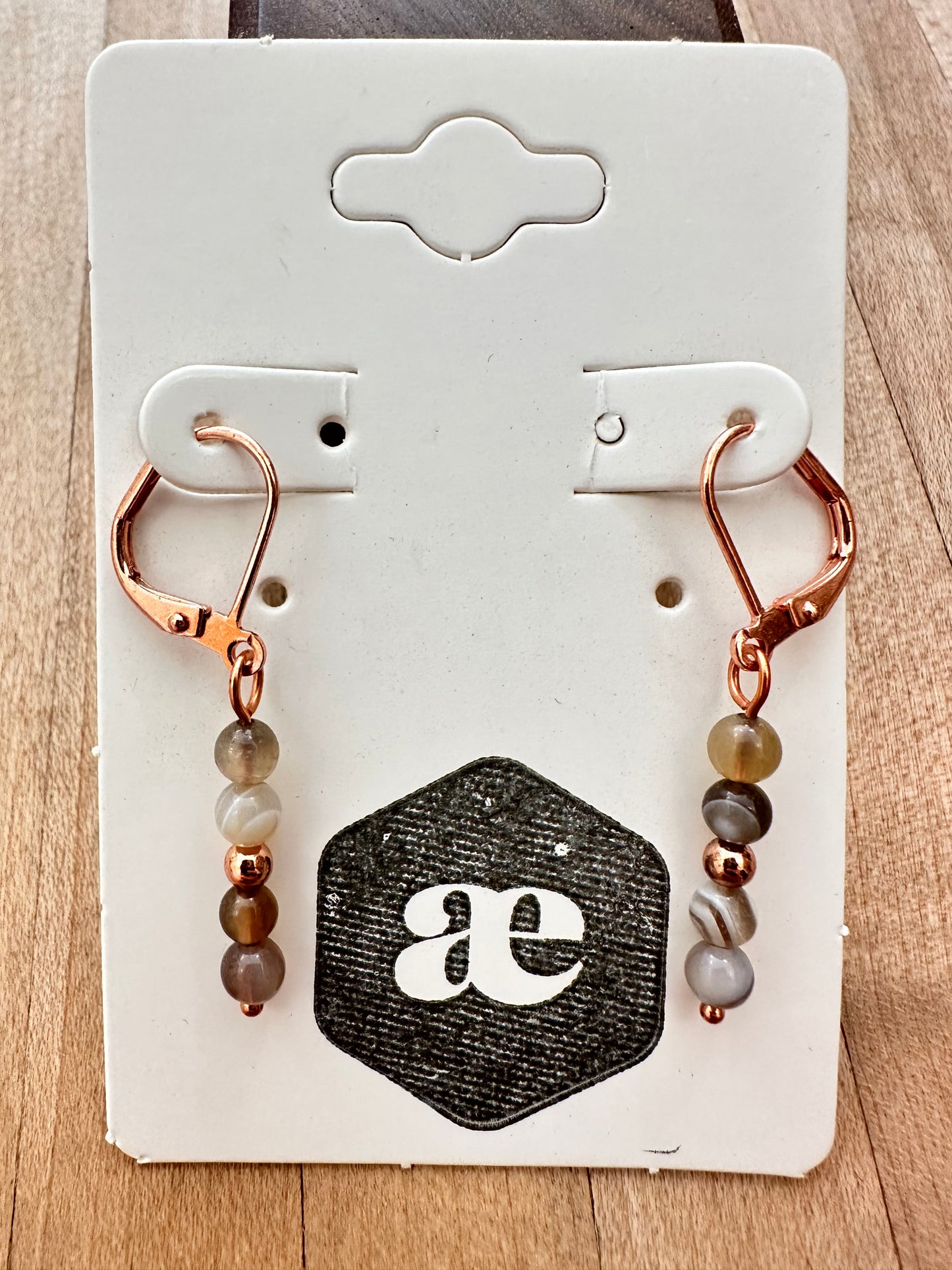 Beaded gemstone copper leverback earrings