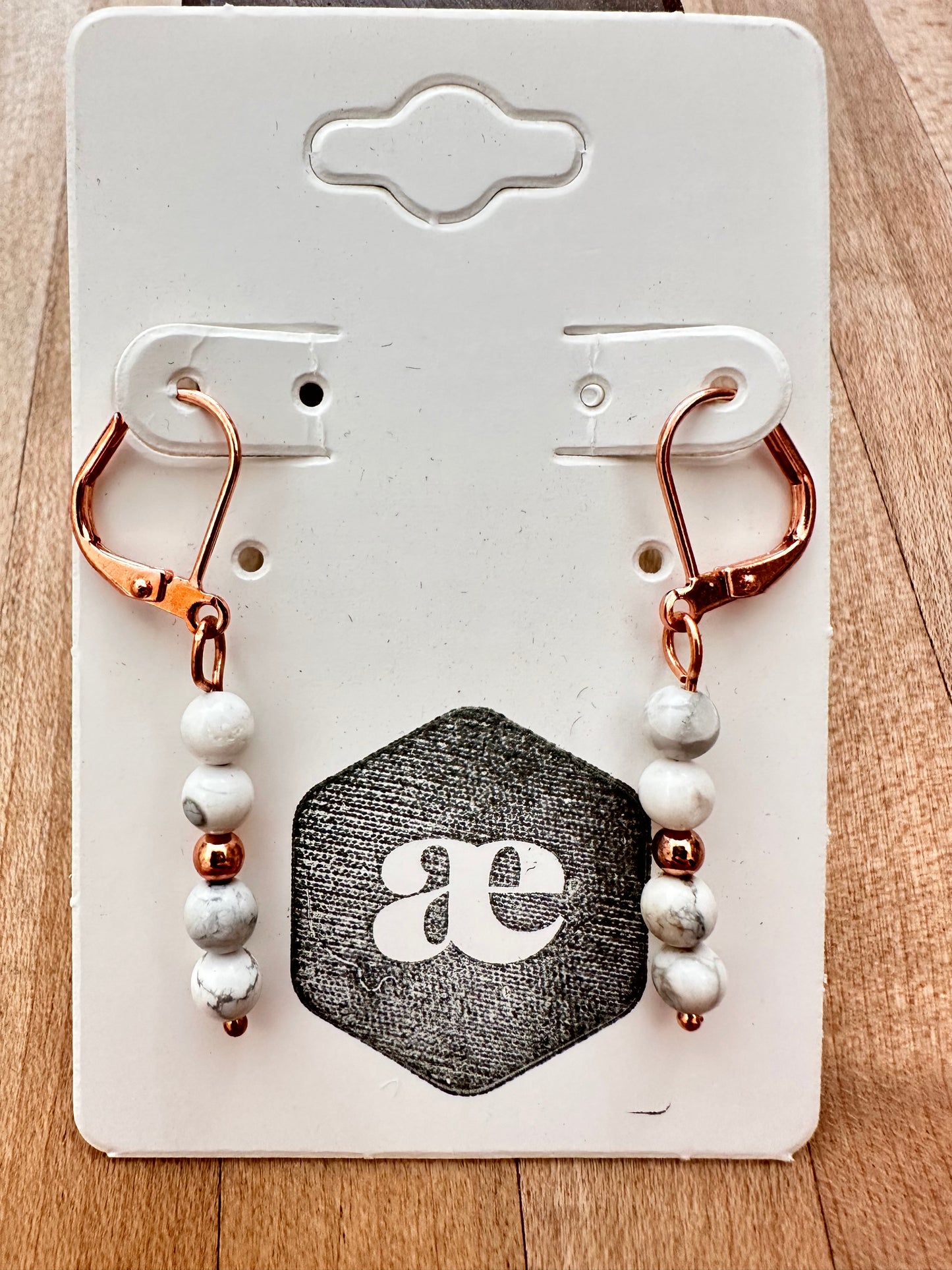 Beaded gemstone copper leverback earrings