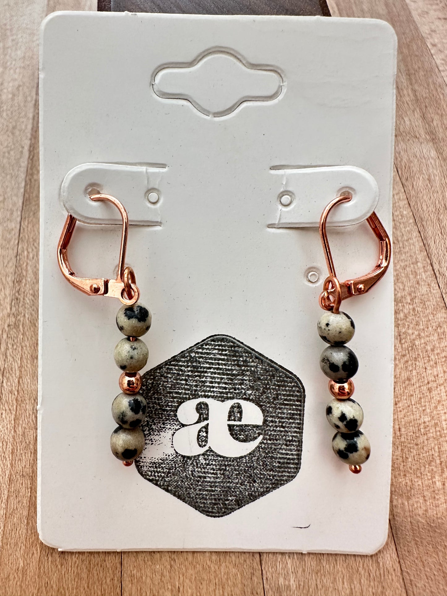 Beaded gemstone copper leverback earrings