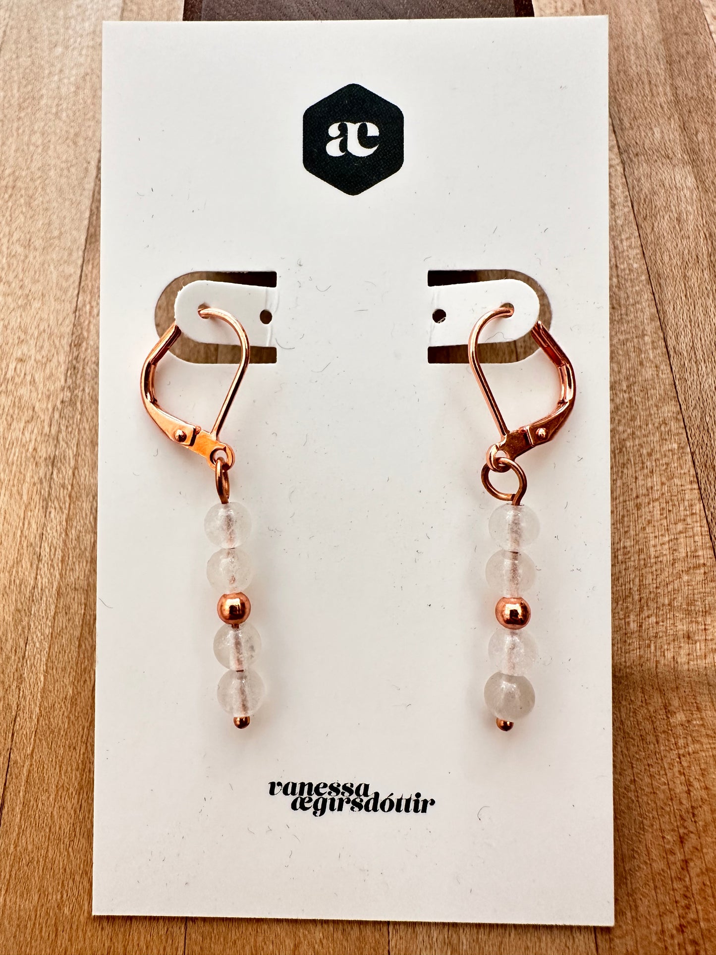 Beaded gemstone copper leverback earrings