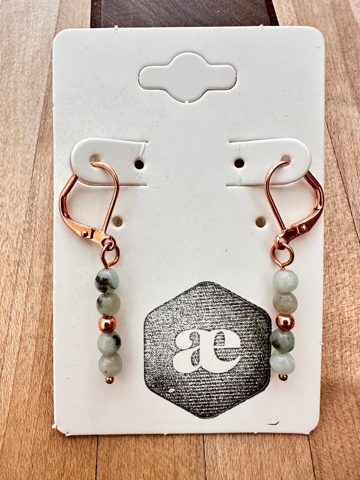 Beaded gemstone copper leverback earrings