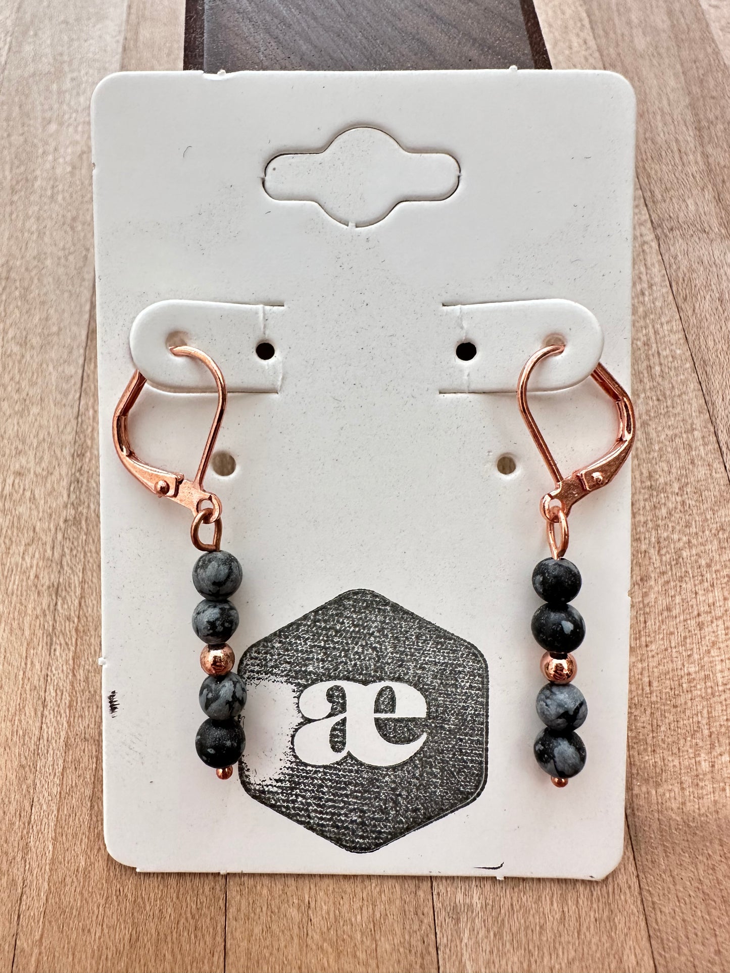 Beaded gemstone copper leverback earrings