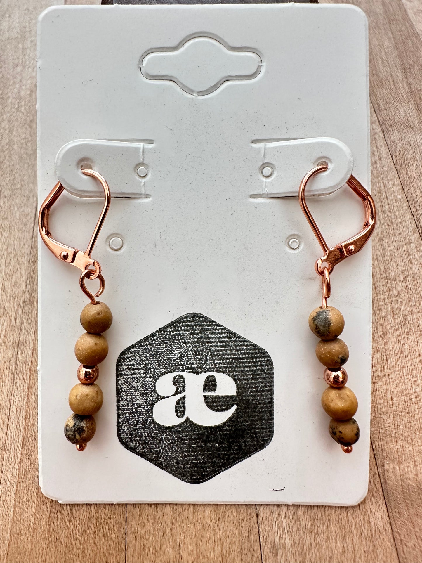 Beaded gemstone copper leverback earrings