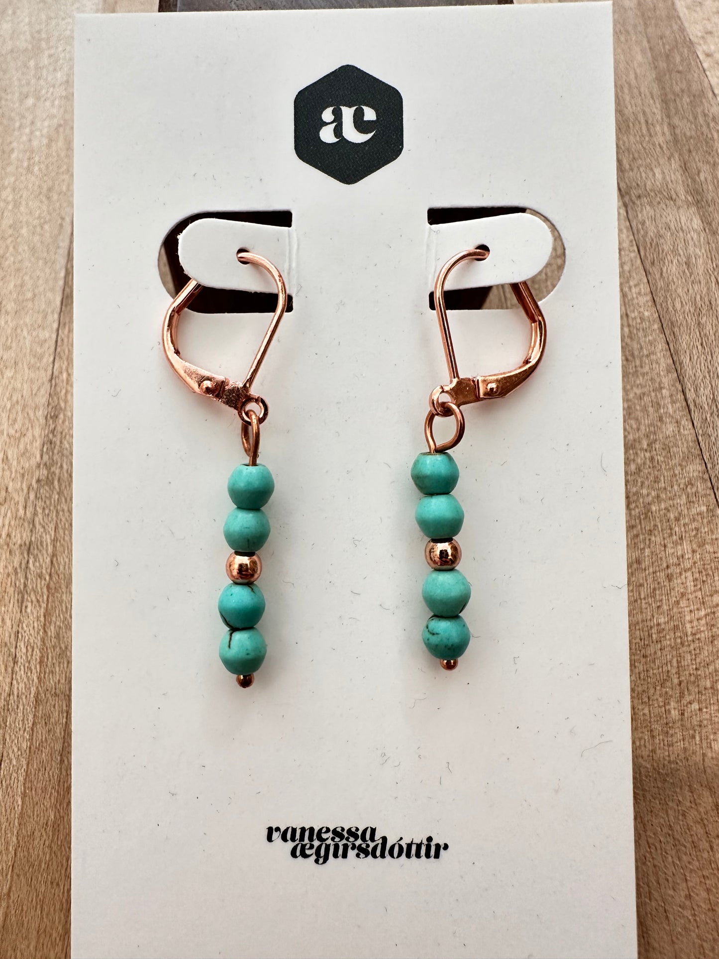 Beaded gemstone copper leverback earrings