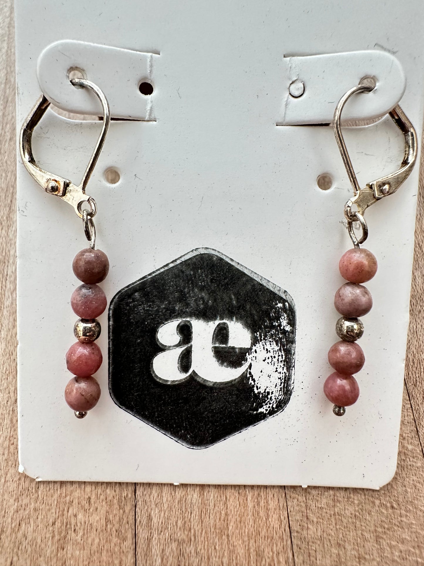 Beaded gemstone silver leverback earrings