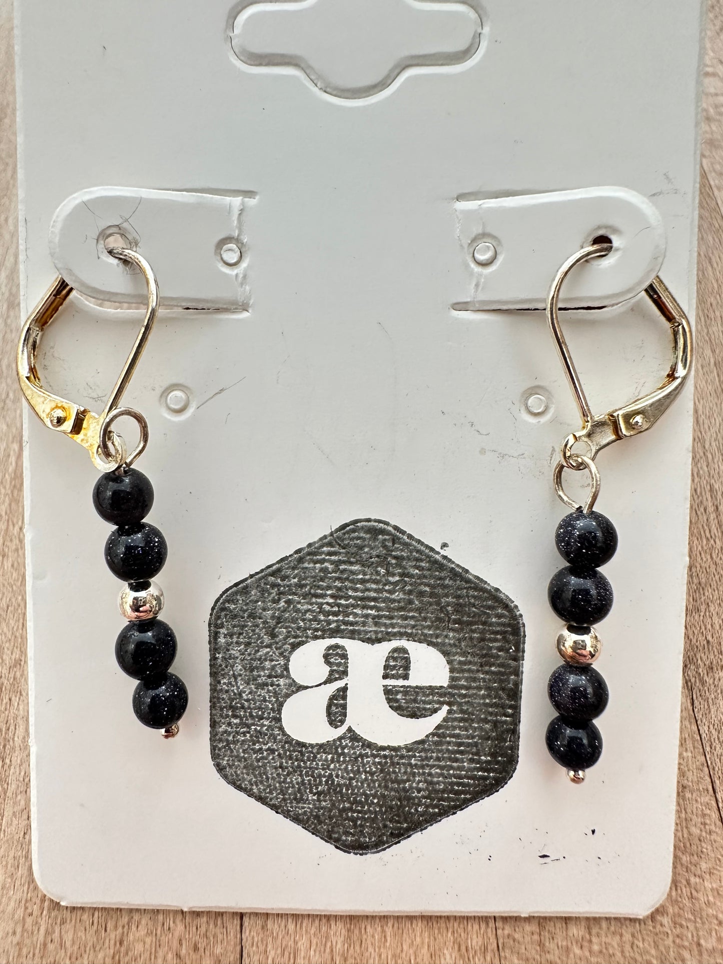 Beaded gemstone silver leverback earrings