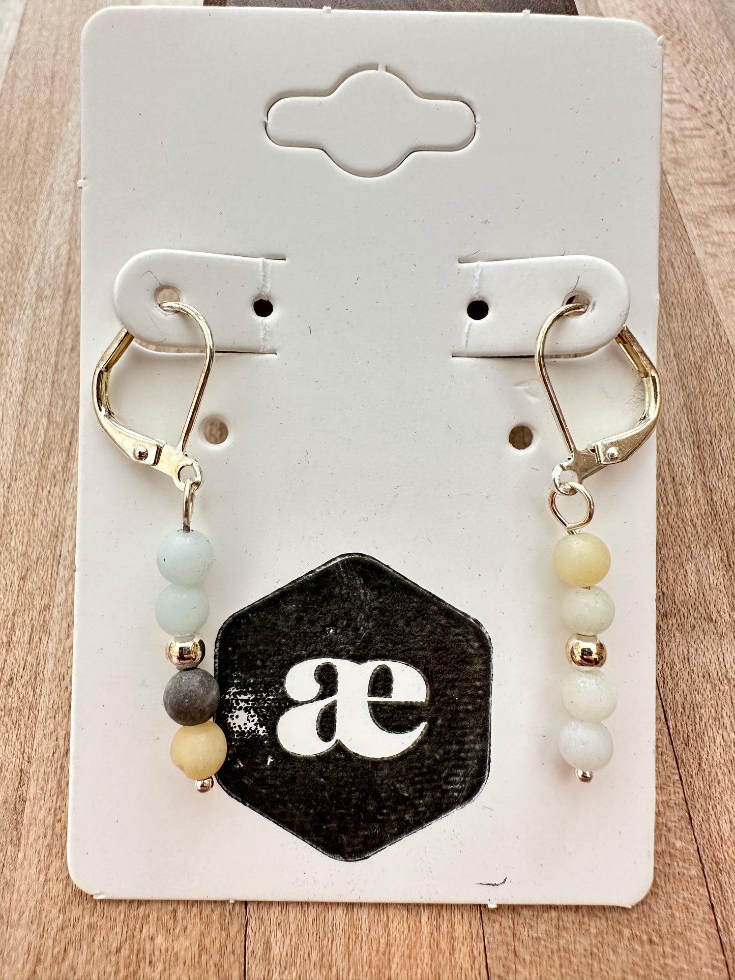 Beaded gemstone silver leverback earrings