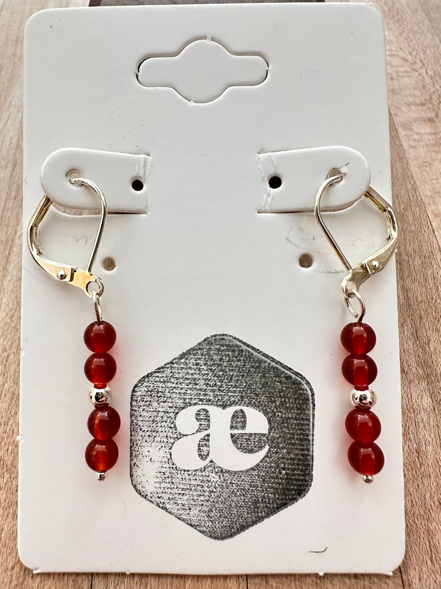 Beaded gemstone silver leverback earrings