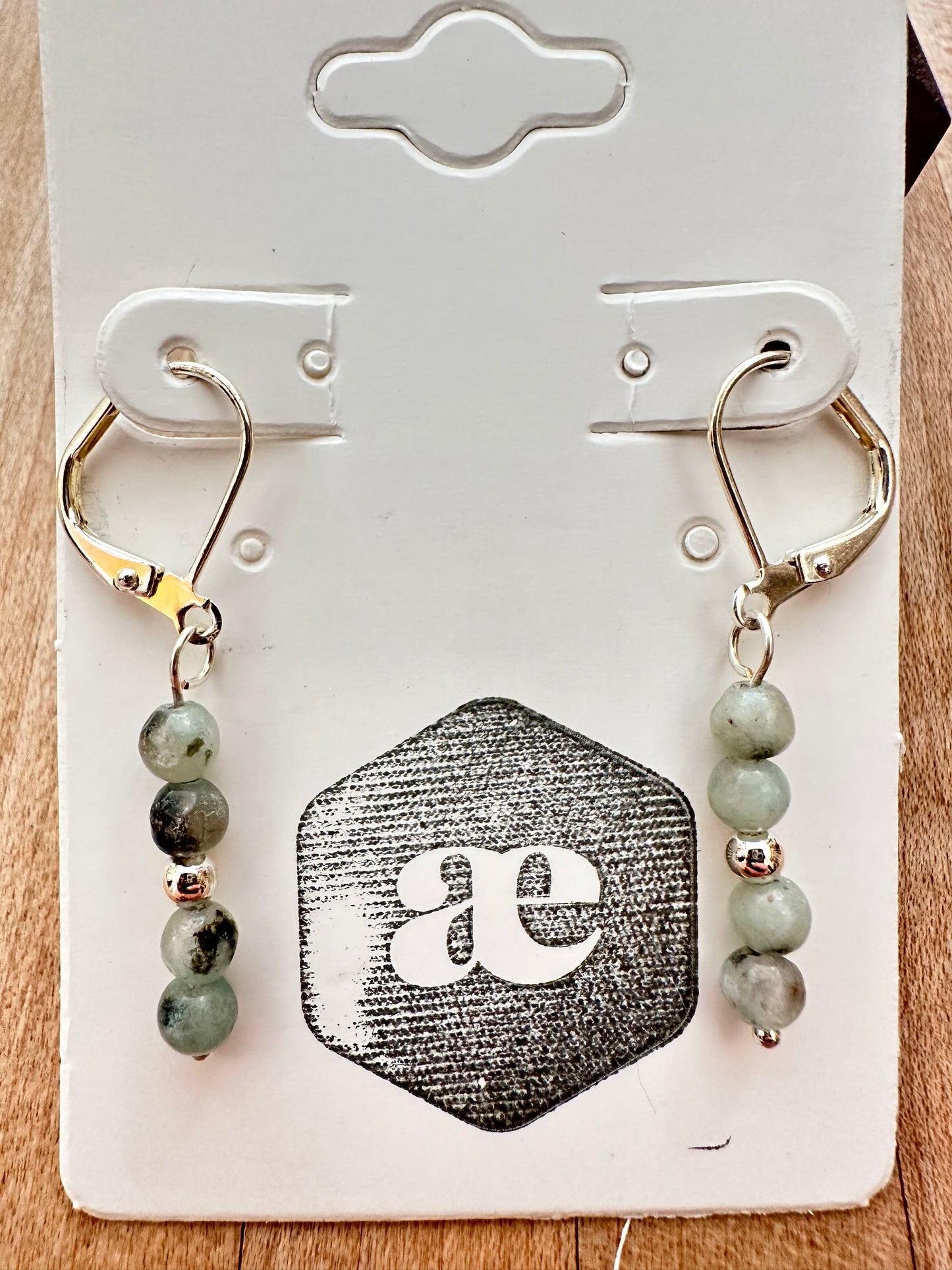 Beaded gemstone silver leverback earrings