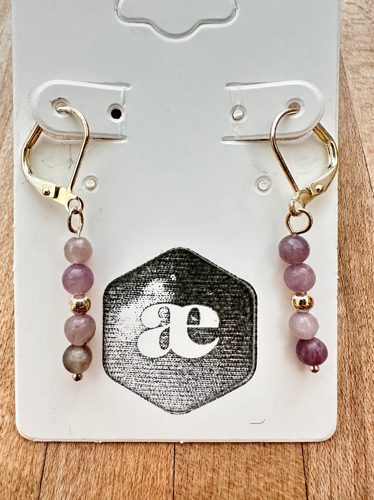 Beaded gemstone silver leverback earrings