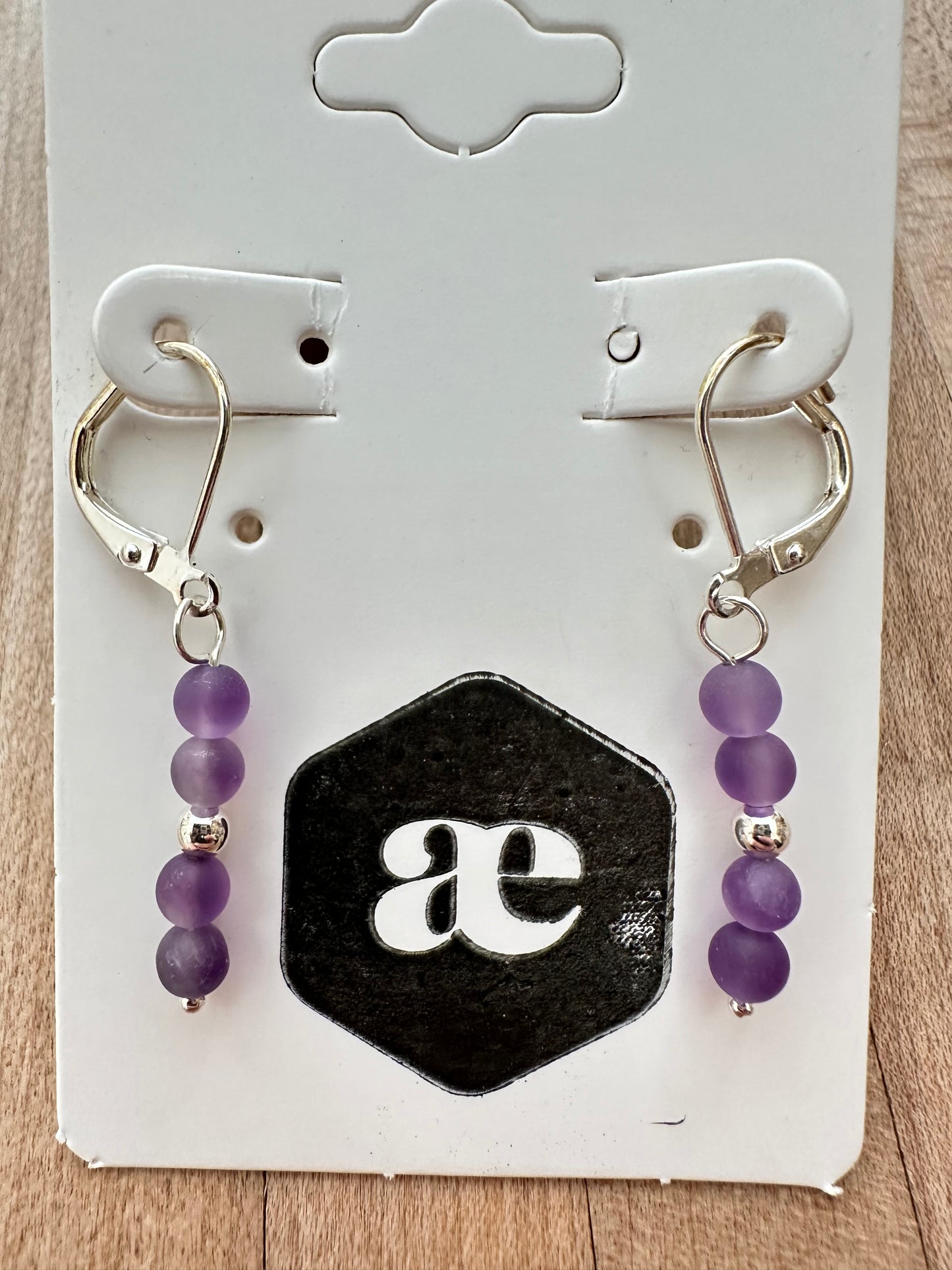 Beaded gemstone silver leverback earrings