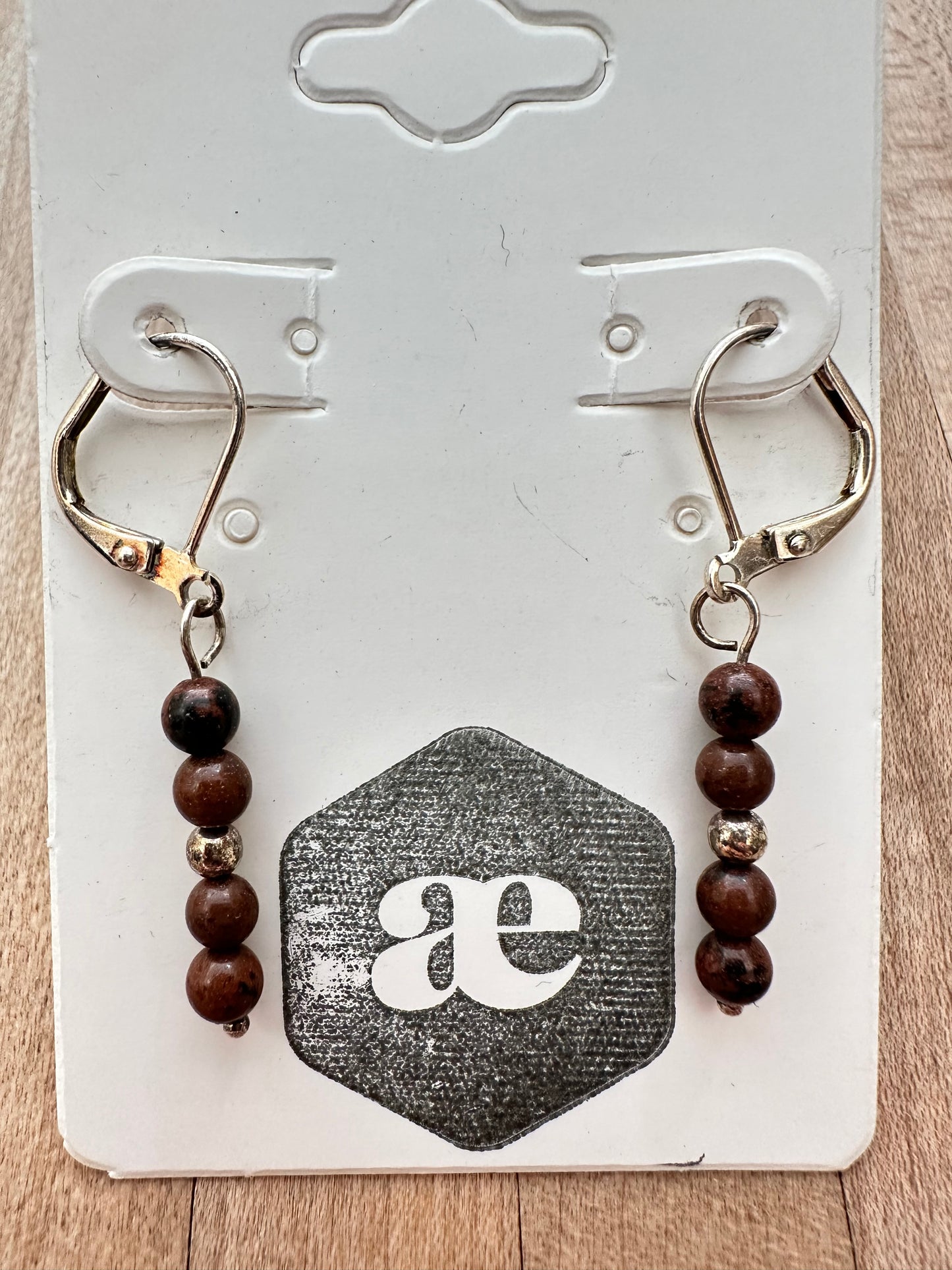 Beaded gemstone silver leverback earrings