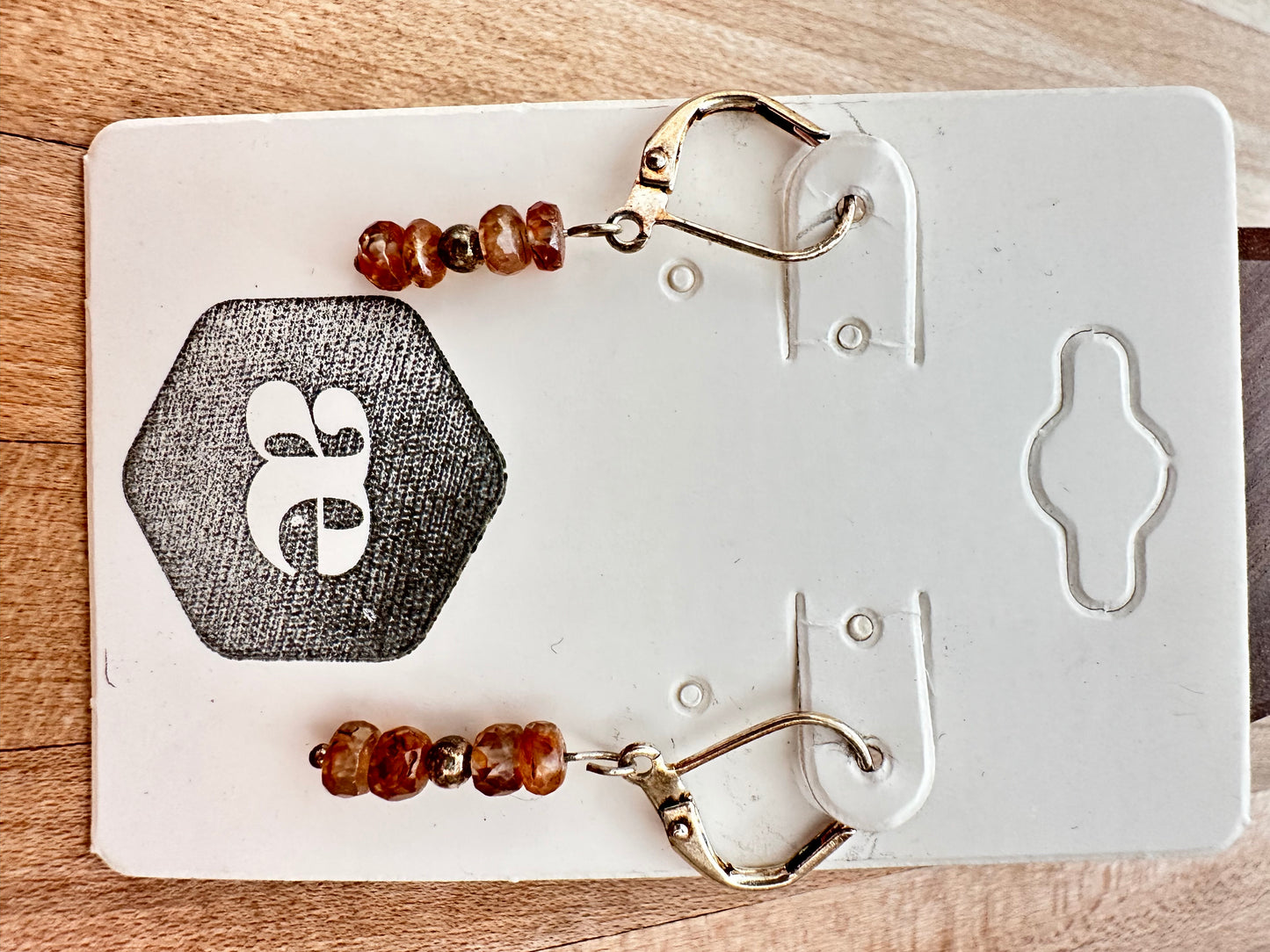 Beaded gemstone silver leverback earrings