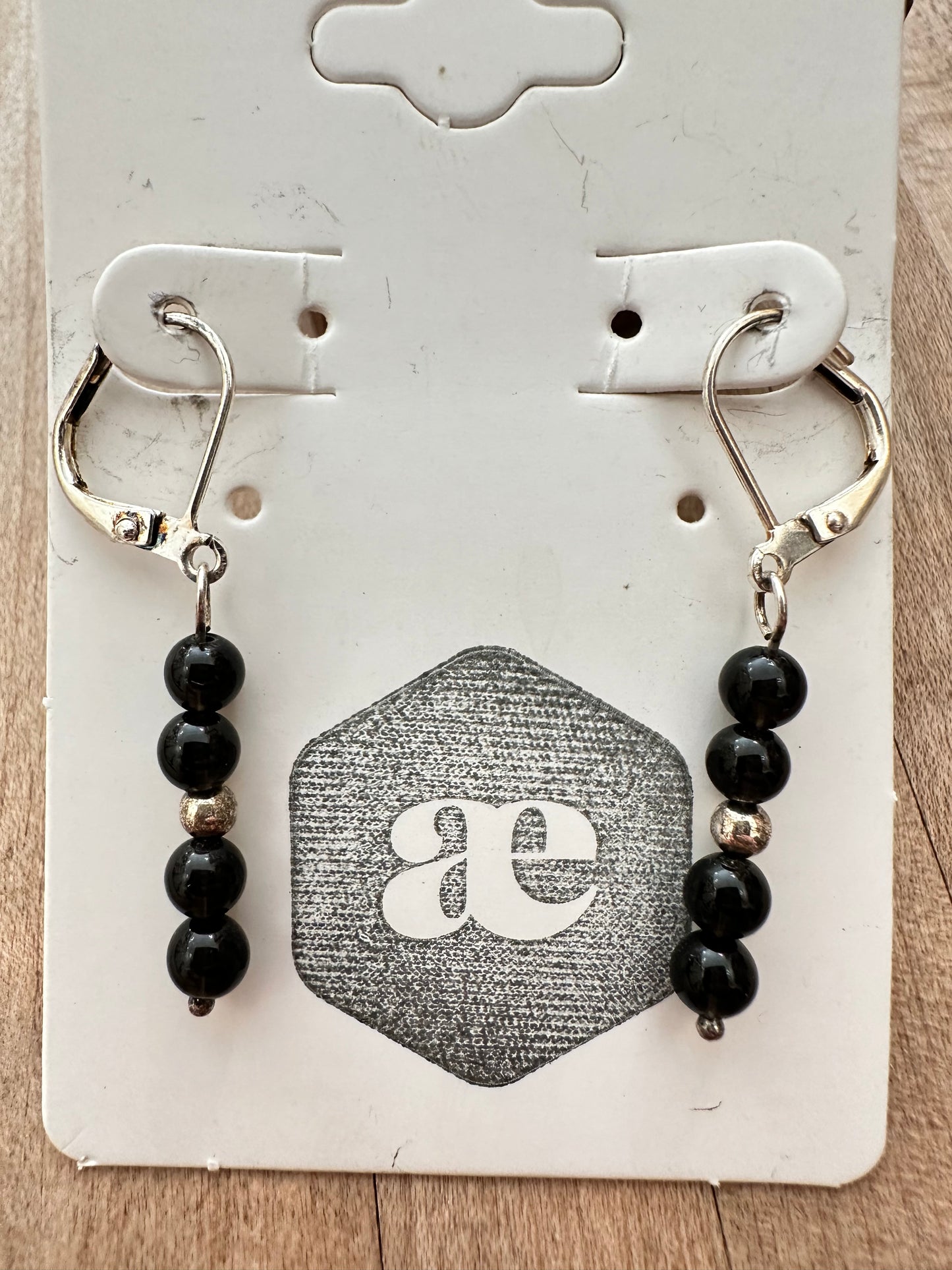 Beaded gemstone silver leverback earrings