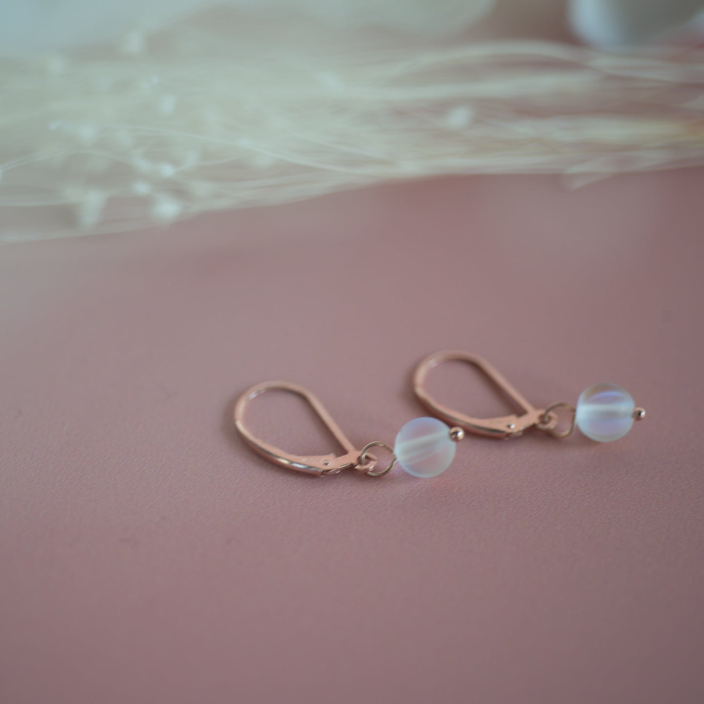 Rose Gold Opalite Leverbacks