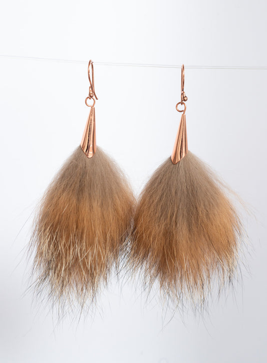 Lynx copper pom earrings