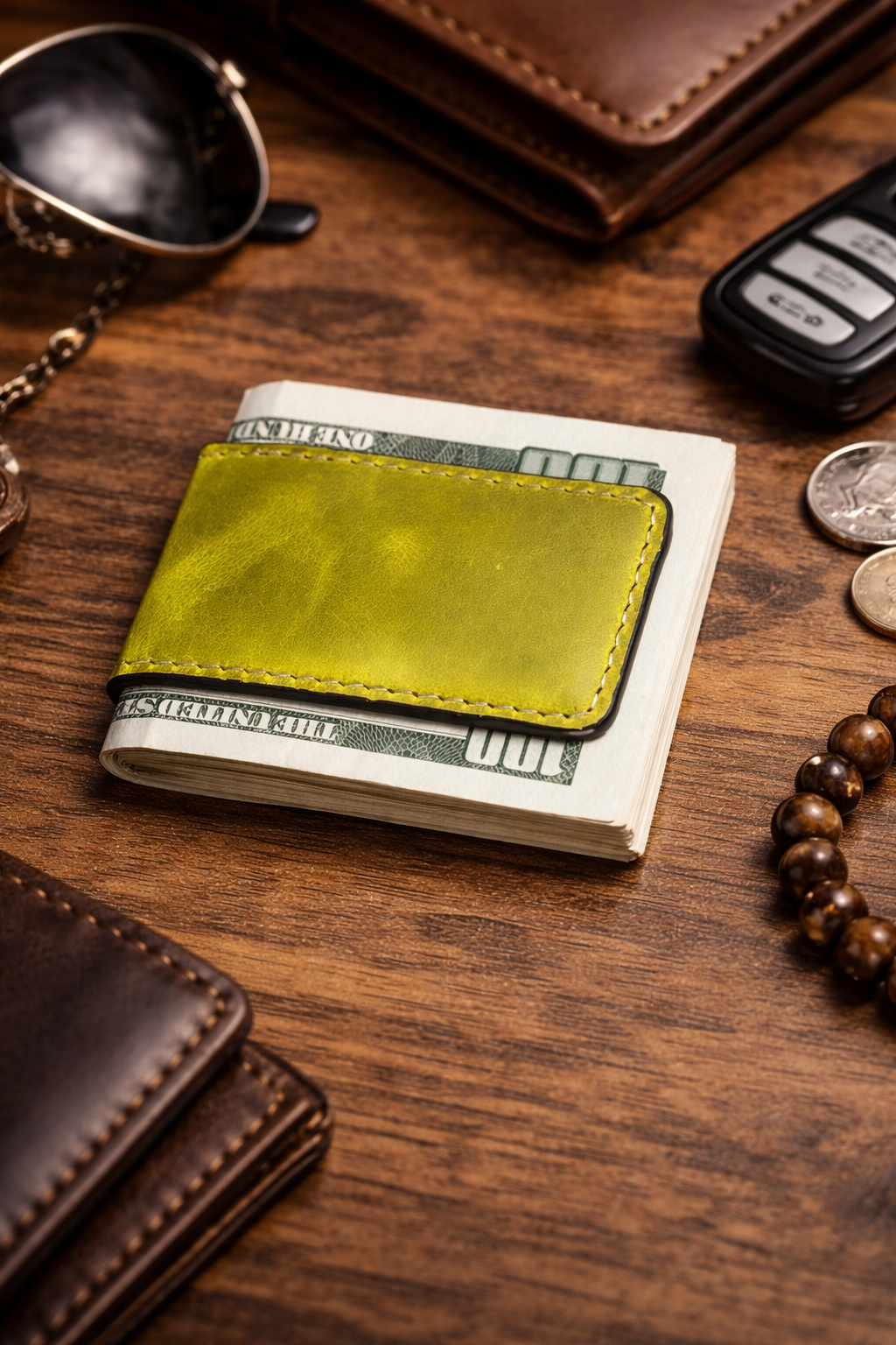 Genuine Full-Grain Leather Money Clip wallet