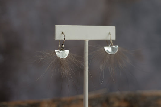 Wolf Silver Fan earrings