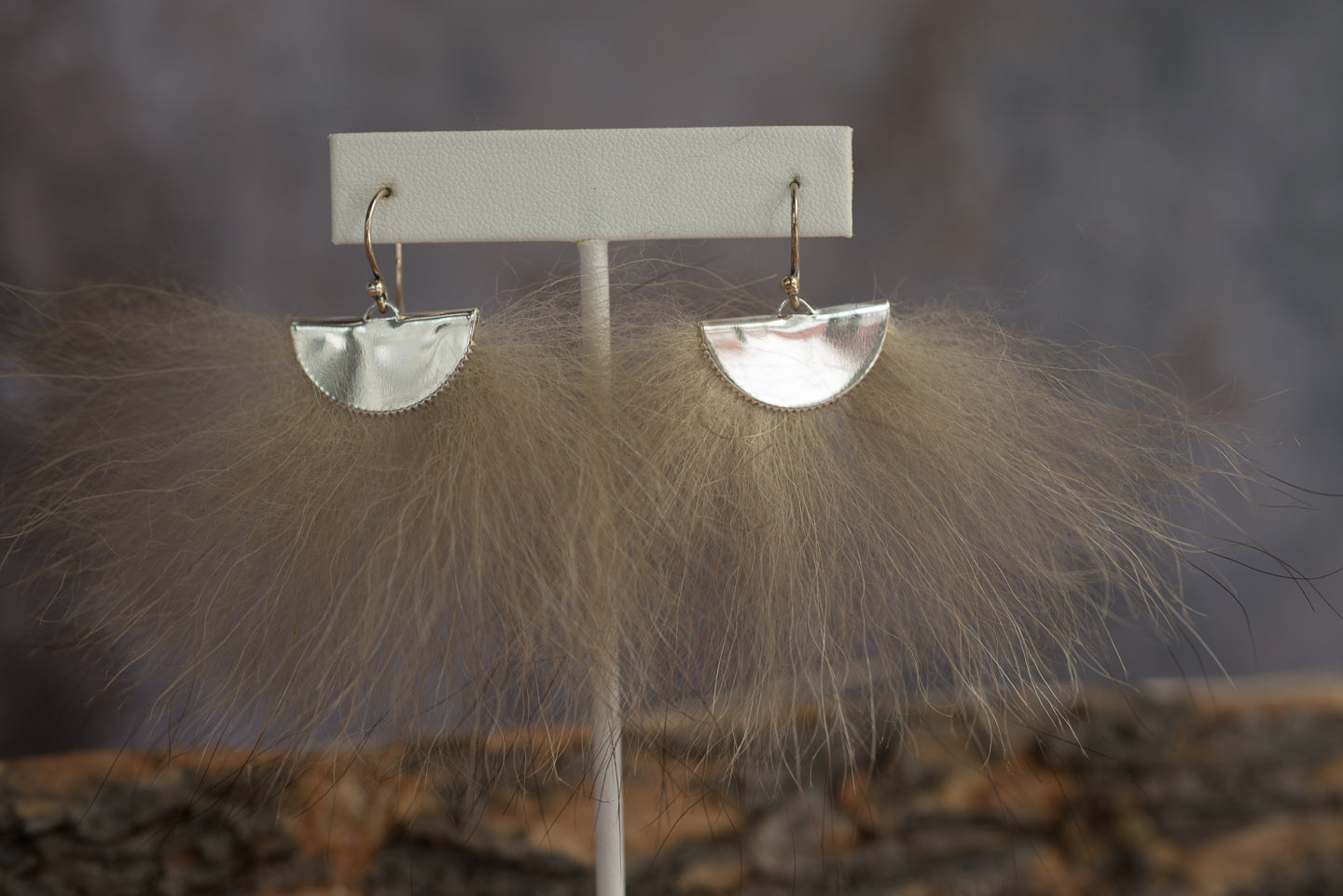 Wolf Silver Fan earrings