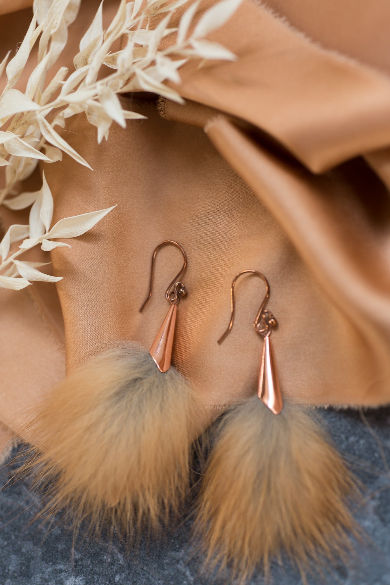 Fox Copper Pom Earring